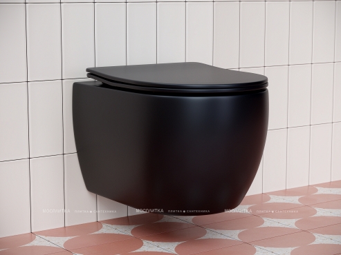 Комплект подвесной безободковый унитаз Ceramica Nova Play CN3001MB черный матовый с сиденьем микролифт + инсталляция Geberit Duofix Sigma Plattenbau 111.362.00.5 - 3 изображение