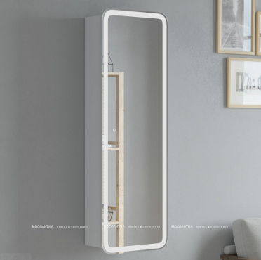Шкаф-пенал зеркальный Corozo Кадиллак 45 см SD-00001322 белый c подсветкой - 3 изображение