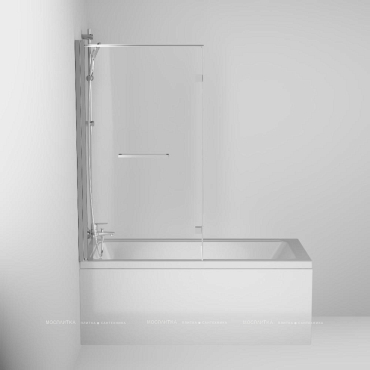 Душевая шторка на ванну Damixa Skyline 80х140 см DX35WBS-D7W1-150MT профиль хром, стекло прозрачное - 2 изображение