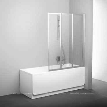 Шторка на ванну Ravak VS3 115 сатин+ прозрачное стекло, серый - 3 изображение