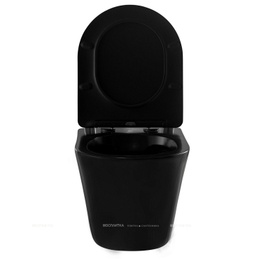 Унитаз подвесной безободковый Abber Bequem AC1102MB с крышкой-сиденьем микролифт, матовый черный - 9 изображение