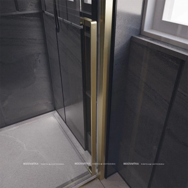 Душевая дверь Veconi Premium Trento PTD-30G, 150х200, золото, стекло прозрачное - 4 изображение