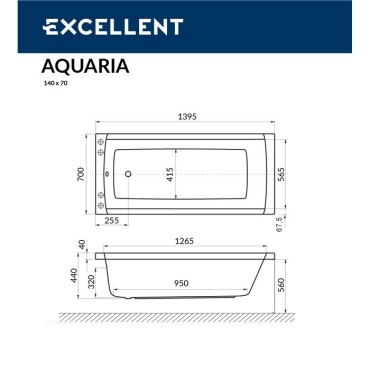 Акриловая ванна 140х70 см Excellent Aquaria WAEX.AQU14.ULTRANANO.GL белая - 3 изображение