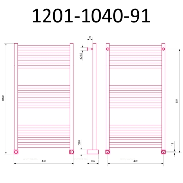 Полотенцесушитель электрический Izgib ЭДР ECLIPS 1000х400 левый (черный матовый) - 2 изображение