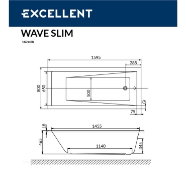 Акриловая ванна Excellent Wave Slim 160x80 WAEX.WAV160.80WHS - 8 изображение