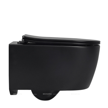 Унитаз подвесной безободковый Abber Bequem AC1104MB с крышкой-сиденьем микролифт, матовый черный - 5 изображение