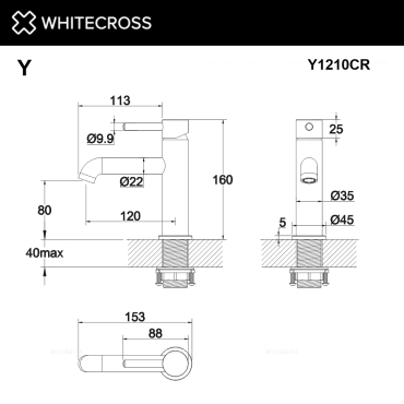 Смеситель для раковины Whitecross Y chrome Y1210CR хром глянец - 3 изображение