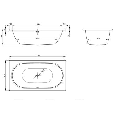 Стальная ванна Bette Starlet 175x80 см, 1450-000PLUS с покрытием Glasur® Plus - 5 изображение
