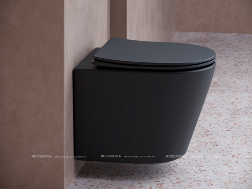 Комплект подвесной безободковый унитаз Ceramica Nova Balearica CN6000MB черный матовый с сиденьем микролифт + инсталляция Am.Pm ProC I012707.0138 с клавишей смыва ProC L, чёрная матовая - 3 изображение