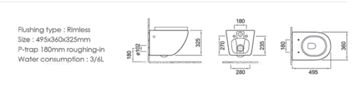Комплект подвесной безободковый унитаз Creto Logan L1 1001-001-L1W/1 49 см с крышкой-сиденьем микролифт + инсталляция Am.Pm Pro I012704 - 24 изображение