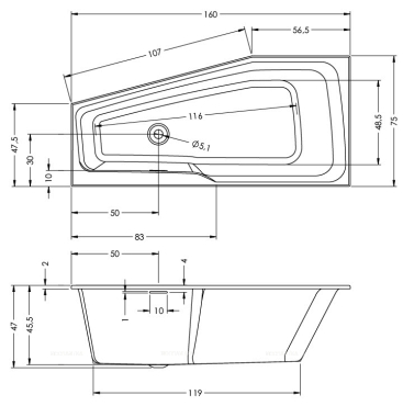 Акриловая ванна Riho Rething Space 160x75 R BD8100500000000 - 3 изображение