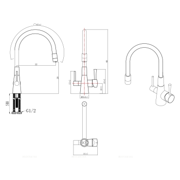 Смеситель Lemark Comfort для кухни с подключением к фильтру с питьевой водой LM3075C - 2 изображение