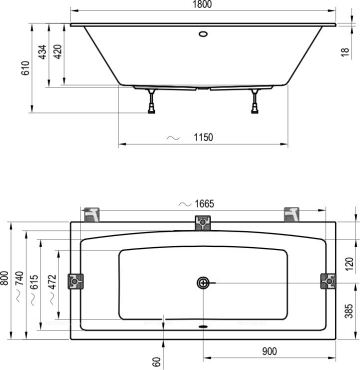 Акриловая ванна Ravak Formy 02 Slim 180x80 белая C891300000 - 2 изображение