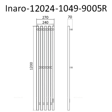 Полотенцесушитель электрический Маргроид Inaro 120х27 см Inaro-12024-1049-9005R матовый черный - 6 изображение