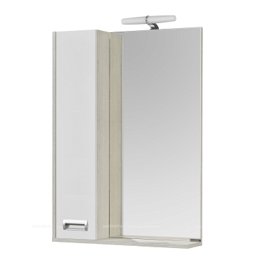 Зеркальный шкаф Aquaton Бекка PRO 60 белый, дуб сомерсет 1A214602BAC20 - 3 изображение