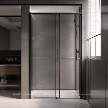 Душевая дверь Veconi Premium Trento PTD-40B, 140х200, черный матовый, стекло прозрачное - 2 изображение