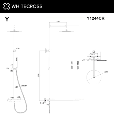 Душевая стойка Whitecross Y chrome Y1244CR 1 режим, хром - 3 изображение