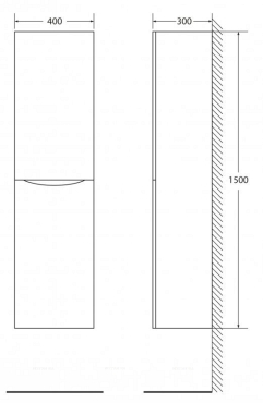 Шкаф-пенал подвесной BelBagno FLY-MARINO-1500-2A-SC-BO-P-L, 40 х 30 х 150 см, Bianco Opaco/белый матовый, левосторонний - 3 изображение