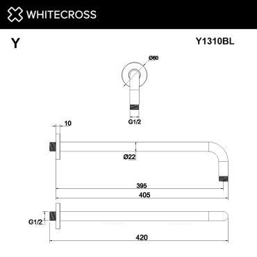 Душевой кронштейн Whitecross Y black Y1310BL матовый черный - 2 изображение