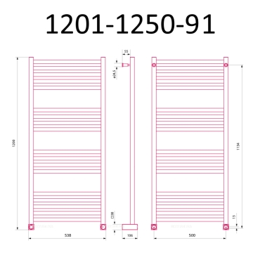 Полотенцесушитель электрический Izgib ЭДР ECLIPS 1200х500 левый (черный матовый) - 2 изображение
