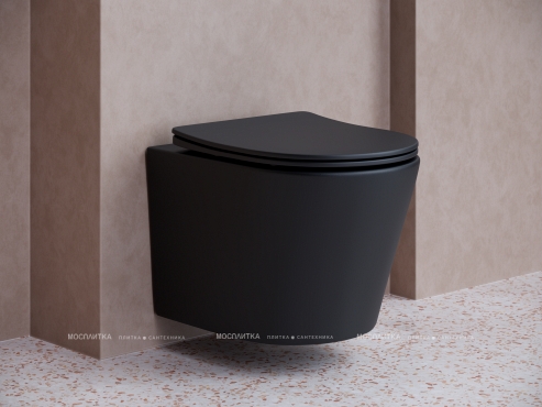 Комплект подвесной безободковый унитаз Ceramica Nova Balearica CN6000MB черный матовый с сиденьем микролифт + инсталляция Am.Pm ProC I012707.0238 с клавишей смыва ProC S, чёрная матовая - 2 изображение