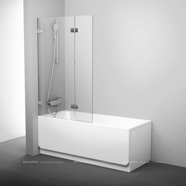 Шторка на ванну Ravak BVS2-100 L хром+ прозрачное стекло - 2 изображение