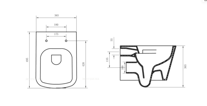 Комплект подвесной безободковый унитаз BelBagno Marino BB105CHR + инсталляция Am.Pm ProC I012707 - 5 изображение