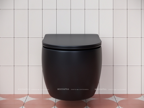 Комплект подвесной безободковый унитаз Ceramica Nova Play CN3001MB черный матовый с сиденьем микролифт + инсталляция Geberit Duofix Sigma Plattenbau 111.362.00.5 - 5 изображение