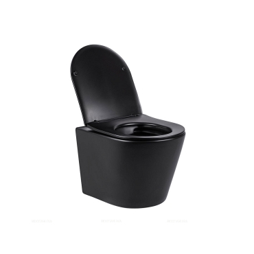 Комплект подвесной безободковый унитаз Vincea Piatti VT1-11MB с сиденьем soft-close, черный матовый + инсталляция Am.Pm ProC I012707.0138 с клавишей смыва ProC L, чёрная матовая - 3 изображение