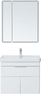 Тумба с раковиной Aquanet Ирис new 710 белый глянец (1 ящик, 2 дверцы) - 6 изображение