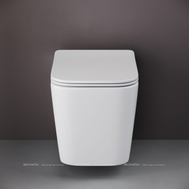 Комплект подвесной безободковый унитаз Ceramica Nova Cubic Rimless CN1806 36 x 53 x 37 см с сиденьем Soft Close + инсталляция Am.Pm ProC I012707.0138 с клавишей смыва ProC L, чёрная матовая - 4 изображение