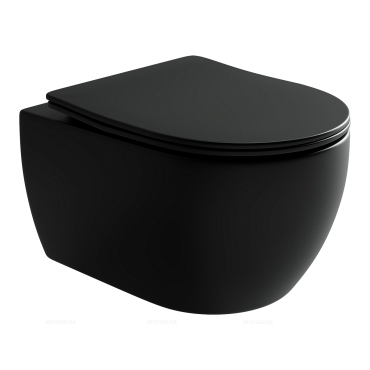 Комплект подвесной безободковый унитаз Ceramica Nova Play CN3001MB черный матовый с сиденьем микролифт + инсталляция Geberit Duofix Sigma Plattenbau 111.362.00.5 - 2 изображение