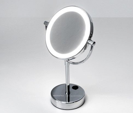 Зеркало с LED-подсветкой двухстороннее и с 3-х кратным увеличением, хром Wasserkraft K-1005 - 2 изображение