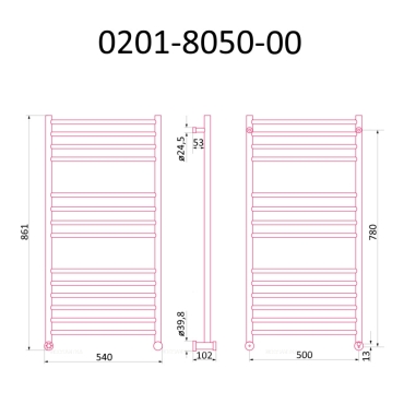 Полотенцесушитель электрический Izgib ЭДР ODYSSEY 800х500 левый (хром) - 2 изображение