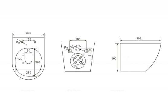 Унитаз подвесной безободковый Abber Bequem AC1103 с крышкой-сиденьем микролифт, белый - 7 изображение