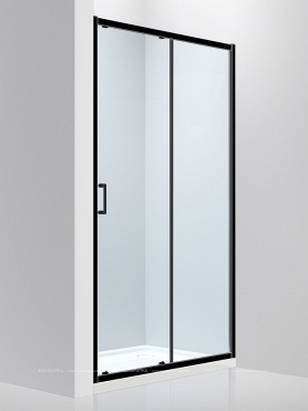 Душевая дверь 120 см Abber Schwarzer Diamant AG30120B стекло прозрачное, профиль черный - 3 изображение