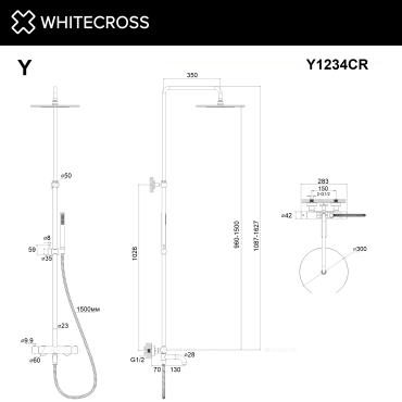 Душевая стойка Whitecross Y chrome Y1234CR 1 режим, хром - 3 изображение