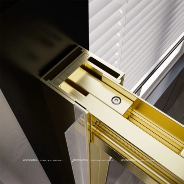 Душевая дверь Veconi Premium Trento PTD-30G, 150х200, золото, стекло прозрачное - 5 изображение