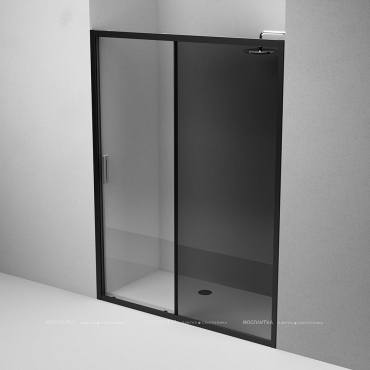 Душевая дверь Am.Pm Gem 150 см W90G-150-1-195BG стекло прозрачное / тонированное, профиль черный - 4 изображение