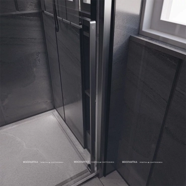 Душевая дверь Veconi Premium Trento PTD-30GR, 130х200, брашированный графит, стекло прозрачное - 3 изображение