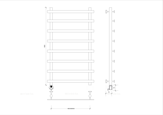 Полотенцесушитель электрический Secado Понтида 1 100х60 см 4603759403397 L, хром - 2 изображение