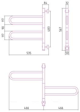 Полотенцесушитель электрический Сунержа Парео 4.0 56,7х53,5 см 12-0823-0567 белый - 3 изображение