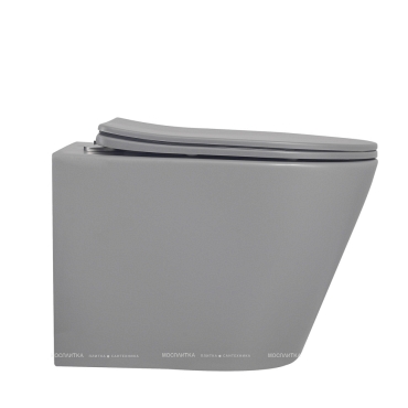 Унитаз подвесной безободковый Abber Bequem AC1102MG с крышкой-сиденьем стандарт, матовый серый - 6 изображение