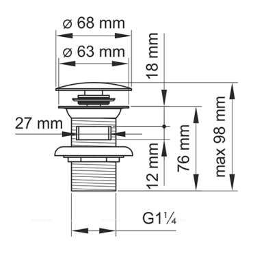 Донный клапан Wasserkraft Mindel 8500 Push-up для раковины A153 - 3 изображение