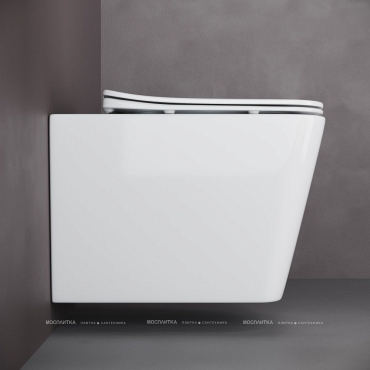Унитаз подвесной Ceramica Nova Cubic Rimless CN1806 36 x 53 x 37 см безободковый с сиденьем Soft Close - 3 изображение