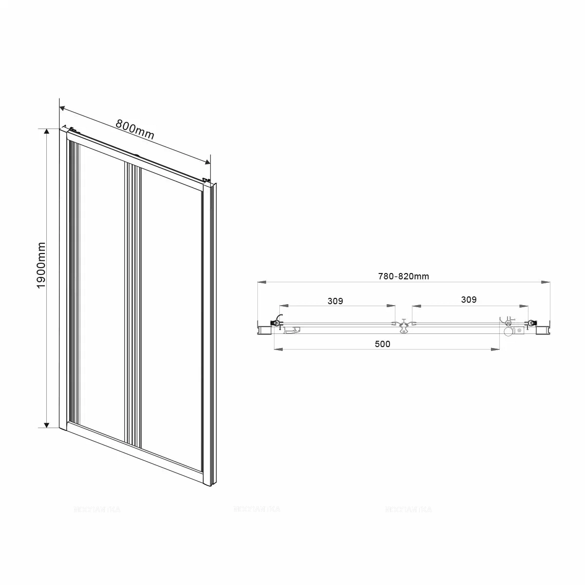 Душевая дверь Vincea Garda VDB-1G900CH 90 см хром, стекло шиншилла - 9 изображение