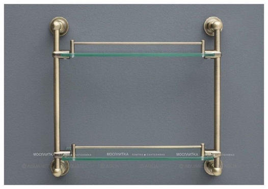 Полочка стеклянная Aquanet 3852, 43 см, двухъярусная, бронза - 3 изображение