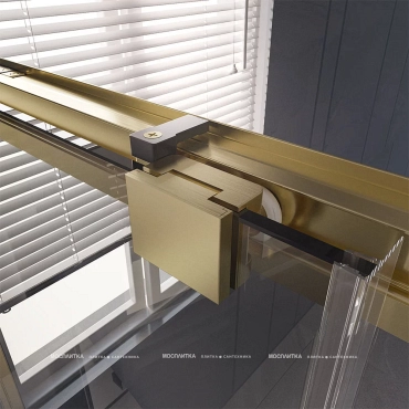 Душевая дверь Veconi Premium Trento PTD-30G, 150х200, золото, стекло прозрачное - 6 изображение