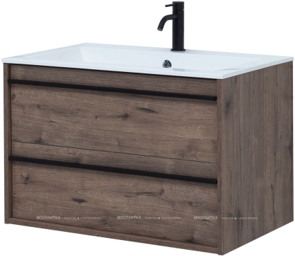 Комплект мебели для ванной Aquanet Lino 80 см, черный, коричневый - 8 изображение