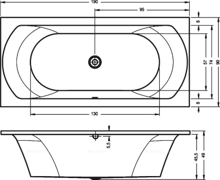 Акриловая ванна Riho Lima 190 см - 4 изображение